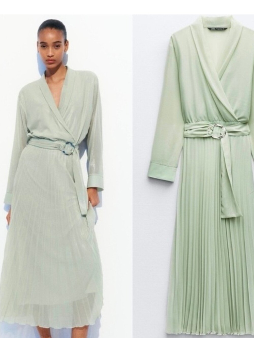 Sz XS Zara pleated foil dress